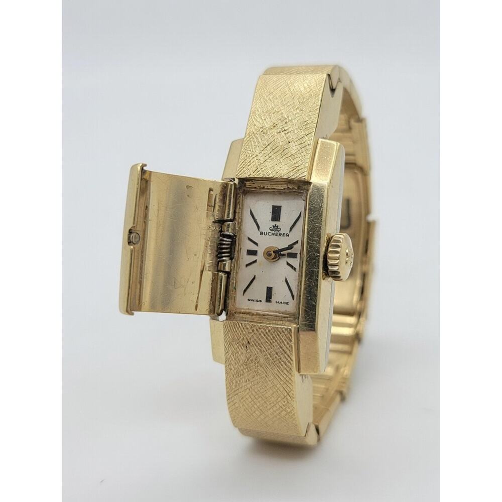 Bucherer Peek-a-Boo Hidden Face Ladies Watch 10 Micron Gold Plated Swiss RARE